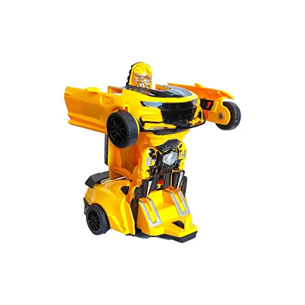 Ümit Oyuncak Değişen Robot Araba Dönüşebilen Transformer Oyuncak Işıklı Sesli Sarı Model