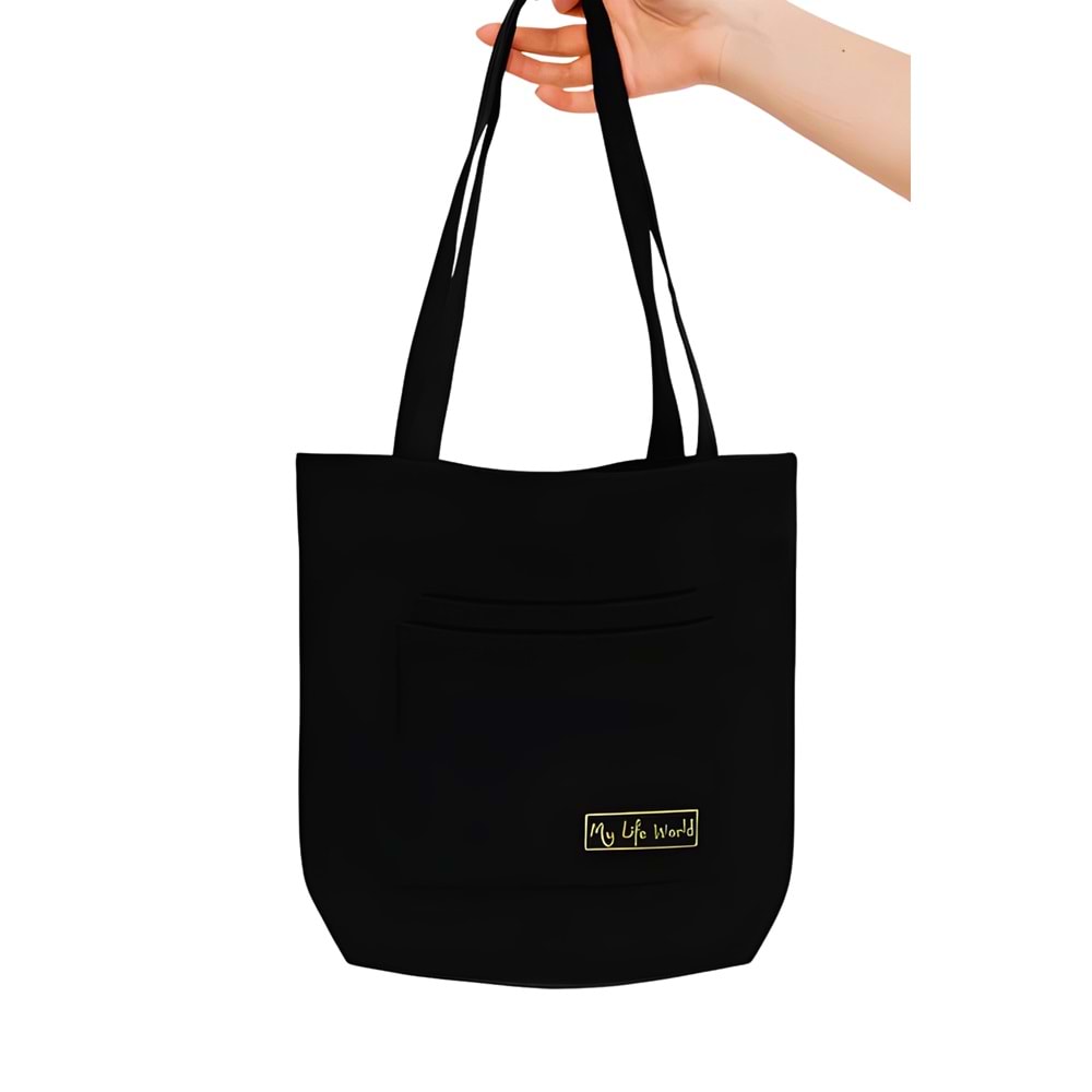 Siyah Bez Çanta – Uygun Fiyatlı Omuz Çantası (Dayanıklı Kumaş)