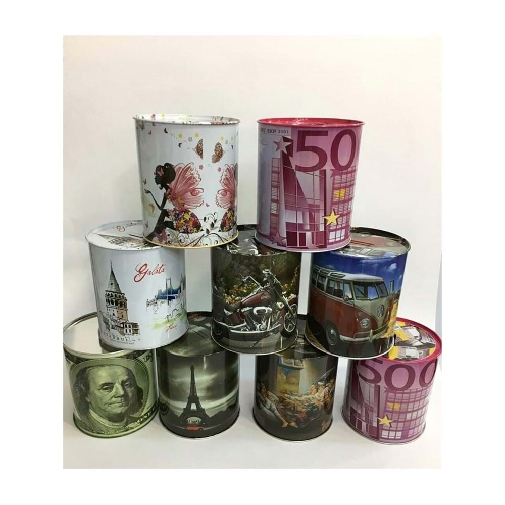 Küçük Boy Teneke Kumbara – Desenli Metal Kumbara