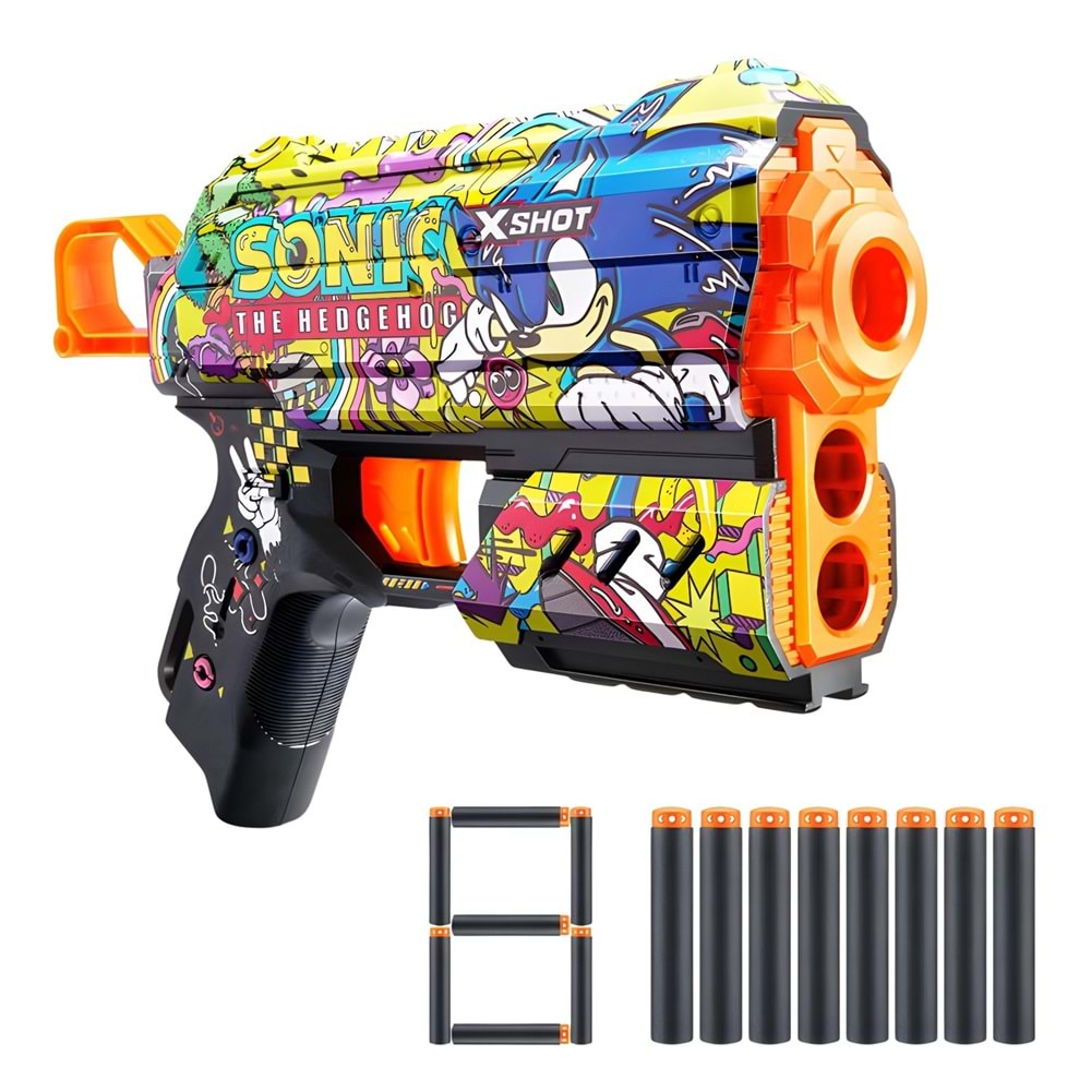 Zuru X-Shot Skins Flux – Sonic Temalı Sünger Atan Oyuncak Silah (36648)