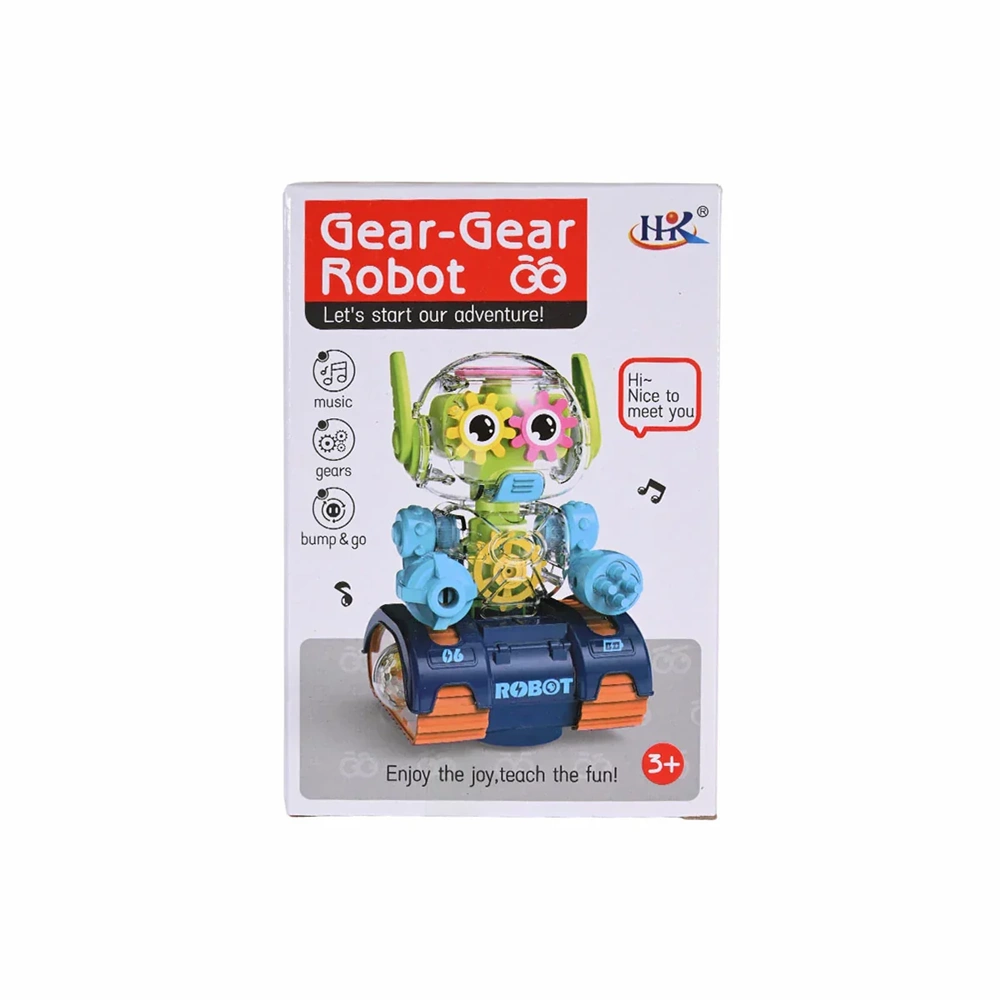 Hakan Oyuncak Paletli Şeffaf Pilli Işıklı Robot Müzikli Dişli Mekanizmalı 3 Yaş+