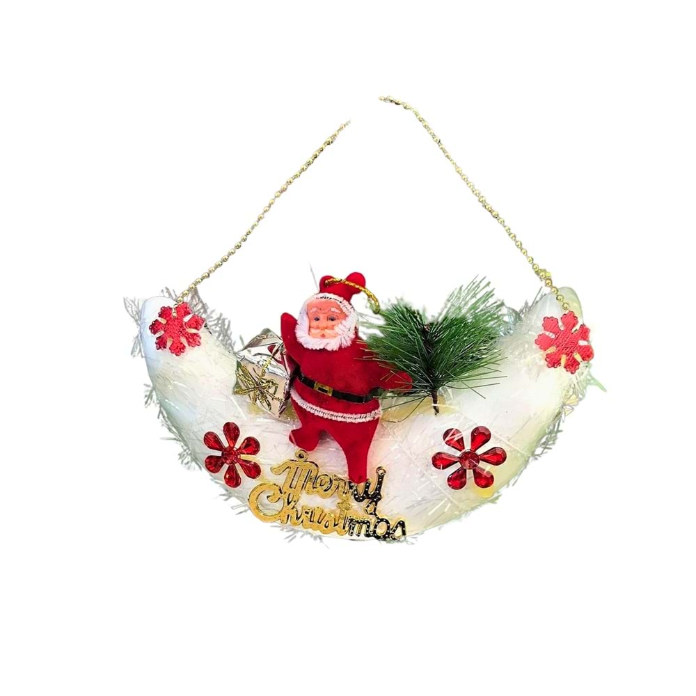 Ay Üzerinde Noel Baba Yılbaşı Kapı ve Duvar Süsü