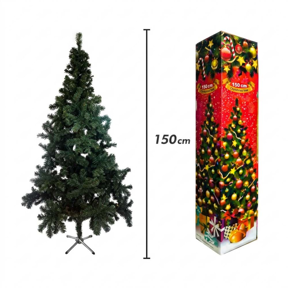 150 cm Boyunda Metal Ayaklı Yoğun Dallı Yapay Çam Ağacı (Yılbaşı Dekorasyonu)