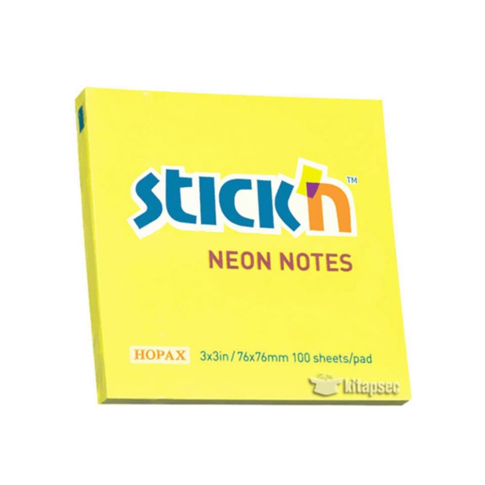 GIPTA Stick'N Neon Yapışkanlı Not Kağıdı - 76x76 mm (3x3 inç) 100 Yaprak