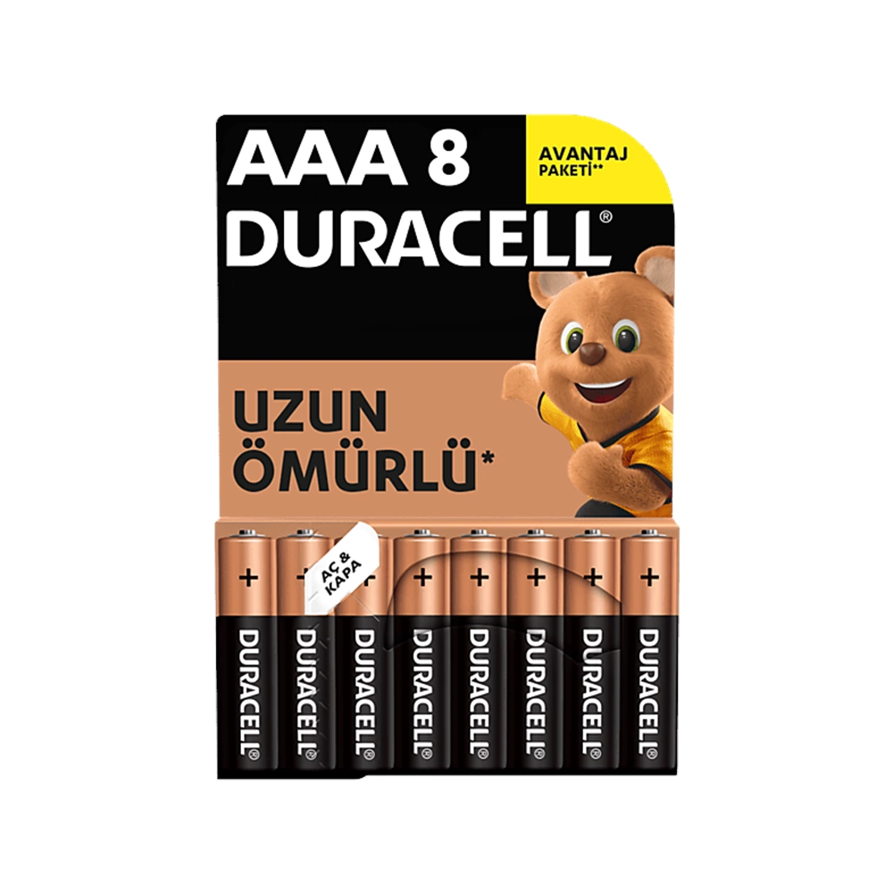 Duracell AAA İnce Kalem Pil 8’li Paket Uzun Ömürlü Alkalin Pil 5011727