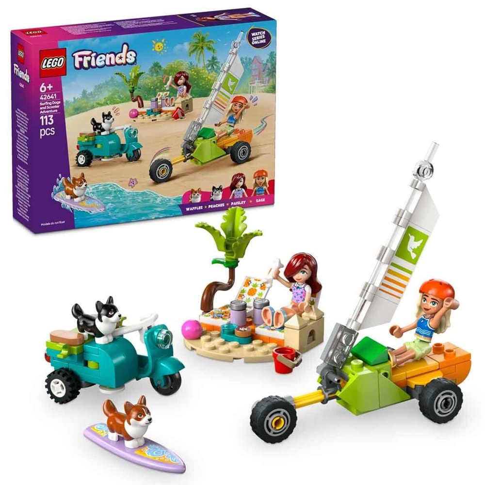 LEGO Friends Sörfçü Köpekler ve Scooter 42641 113 Parça Yapım Seti