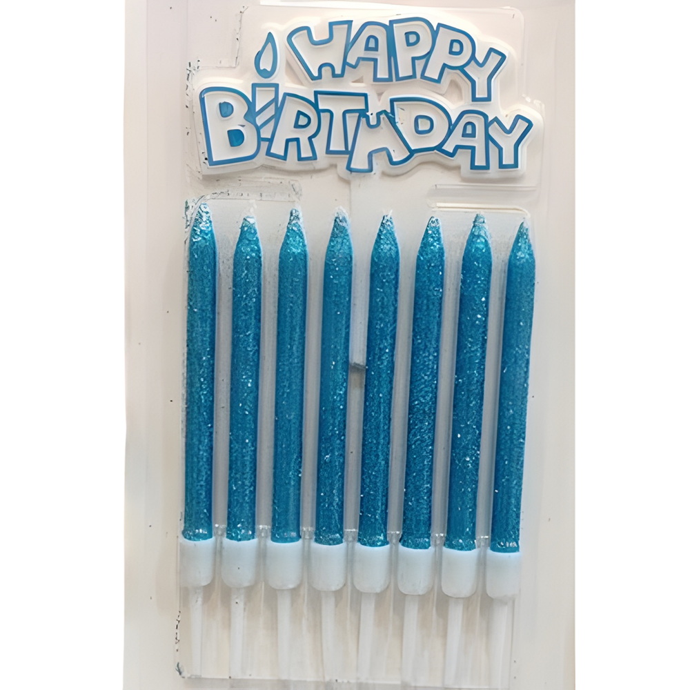 Kod 20 Kısa Mavi Simli Mum 6’lı | Doğum Günü Pasta Mumu