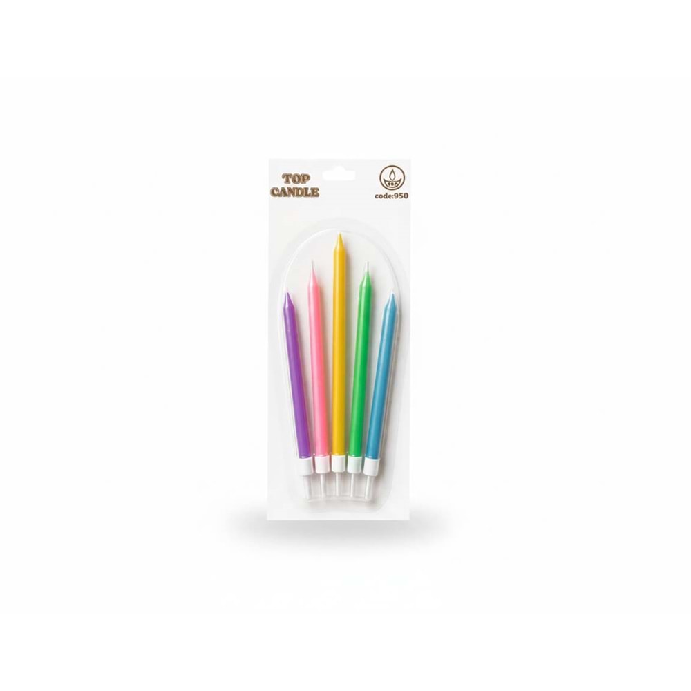 Pastel D. Günü Mum Seti Code 950 5li -Makaron Asorti-