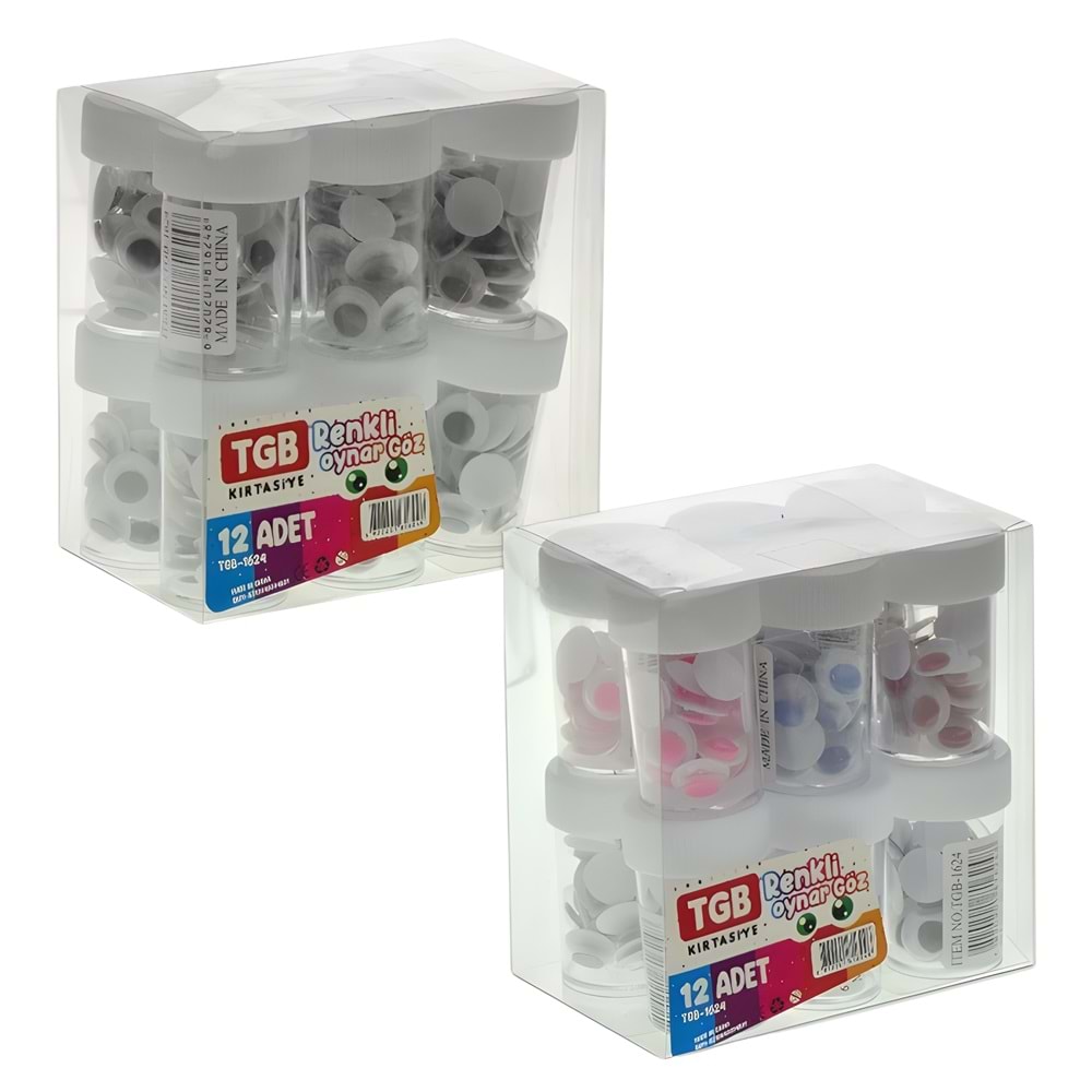 TGB Simli Oynar Göz 12’li – Renkli Hobi Göz Seti