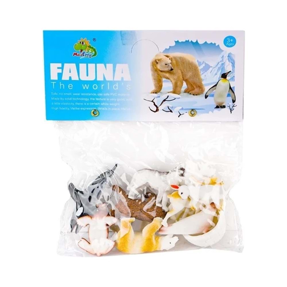 FAUNA 10'lu Kutup ve Vahşi Hayvan Figür Seti - PVC Eğitici Oyuncak (3+ Yaş)