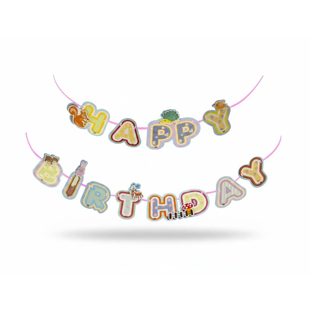 BNR30 Happy Birthday Harf Afiş Simli