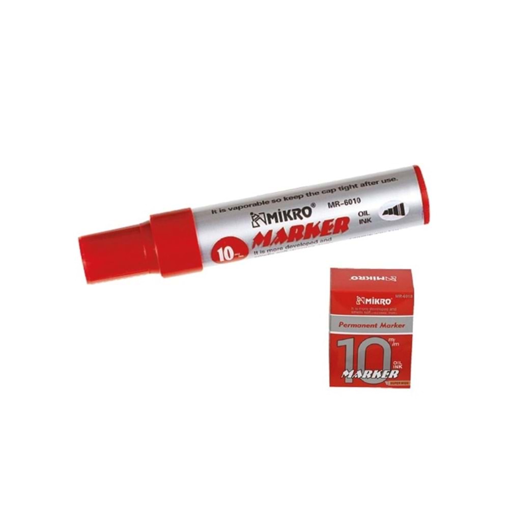 MİKRO MR-6010 Jumbo Permanent Marker Kırmızı - Yağ Bazlı Kalıcı İşaretleyici