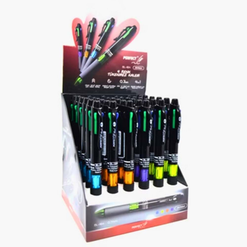 PERFECT LIFE 4 Renkli Çok Fonksiyonlu Tükenmez Kalem - 0.7 mm Versatil Kalem