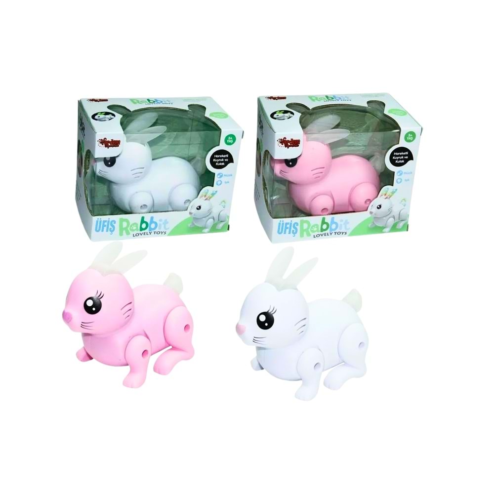 2202F Sevimli Pilli Tavşan Oyuncak - Işıklı, Hareketli ve Sesli (2 Renk)