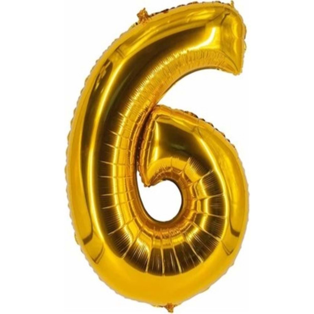 İKM 6 Rakam Folyo Balon Altın 40 İnç Büyük Boy Sayı Balonu Doğum Günü Süsleme