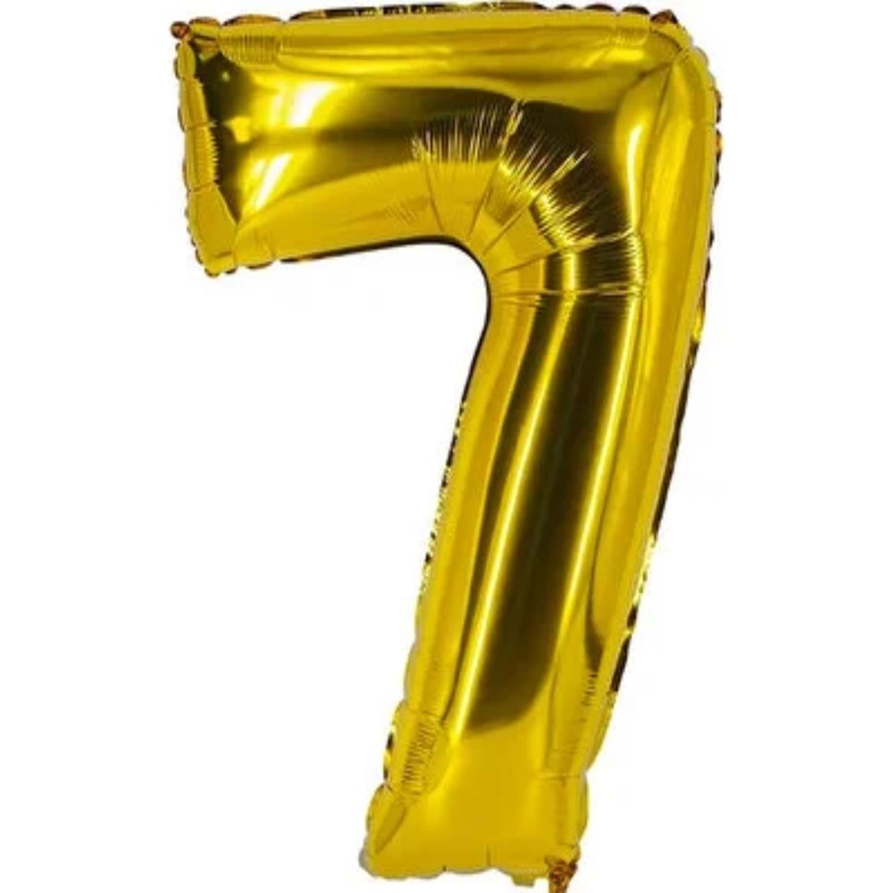 İKM 7 Rakam Folyo Balon Altın 40 İnç Büyük Boy Sayı Balonu Doğum Günü Süsleme