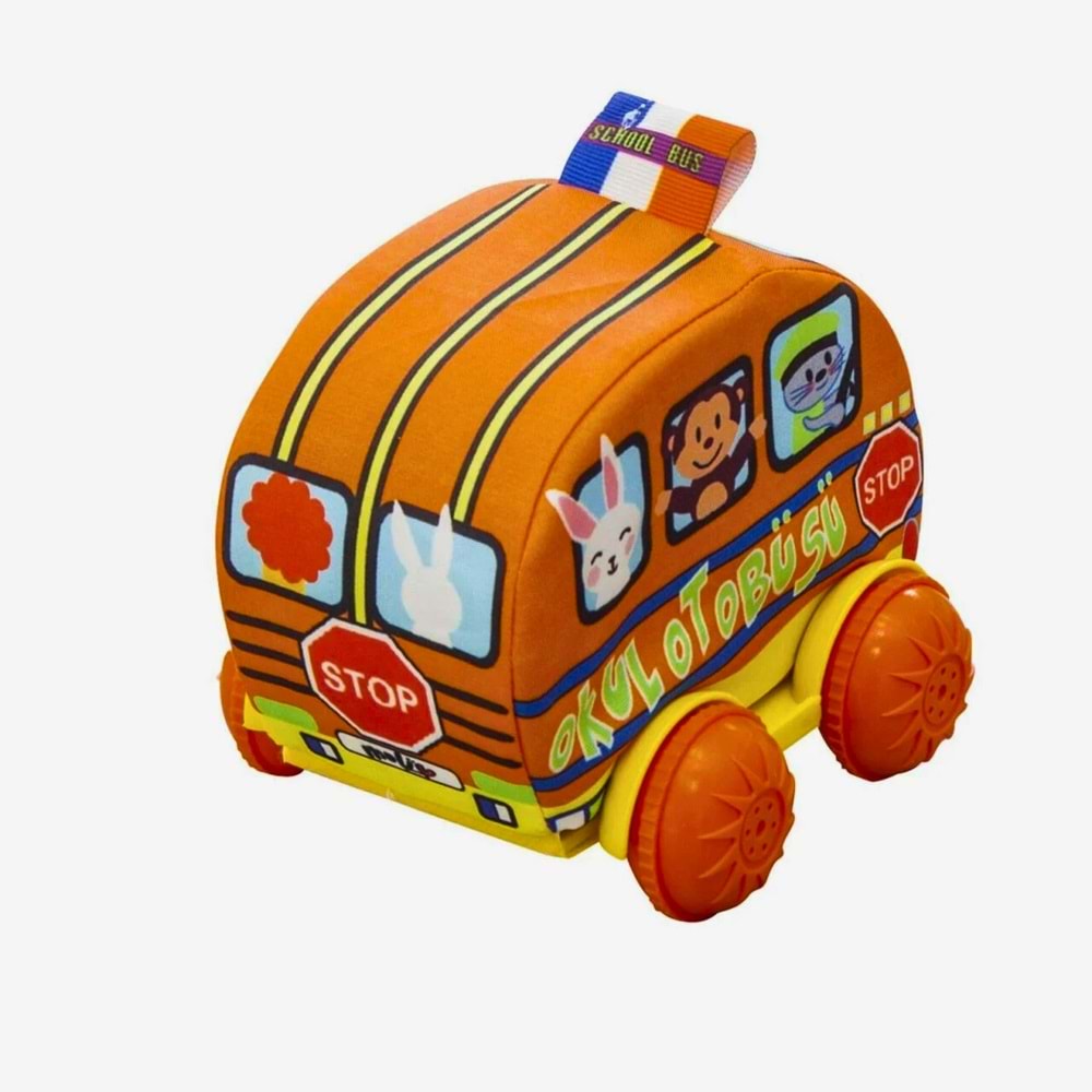 SARP İlk Eğitici Yumuşak Okul Otobüsü - Soft Kumaş Tekerlekli Bebek Arabası