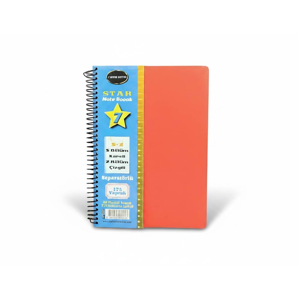 Star A4 PP Kapak Ayraçlı Defter 5+2 (175 Yaprak)