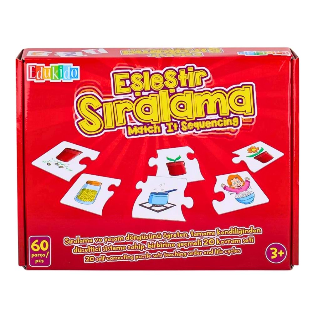 Edu-Kido Eşleştir Sıralama (Match It Sequencing) 60 Parça - Yaşam Döngüsü Kartları (3+ Yaş)