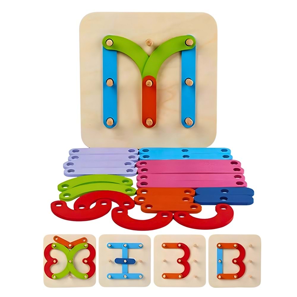 CWood KAL-1015 Çok Amaçlı Sök-Tak Ahşap Parçalı Harf ve Şekil Oluşturma Seti