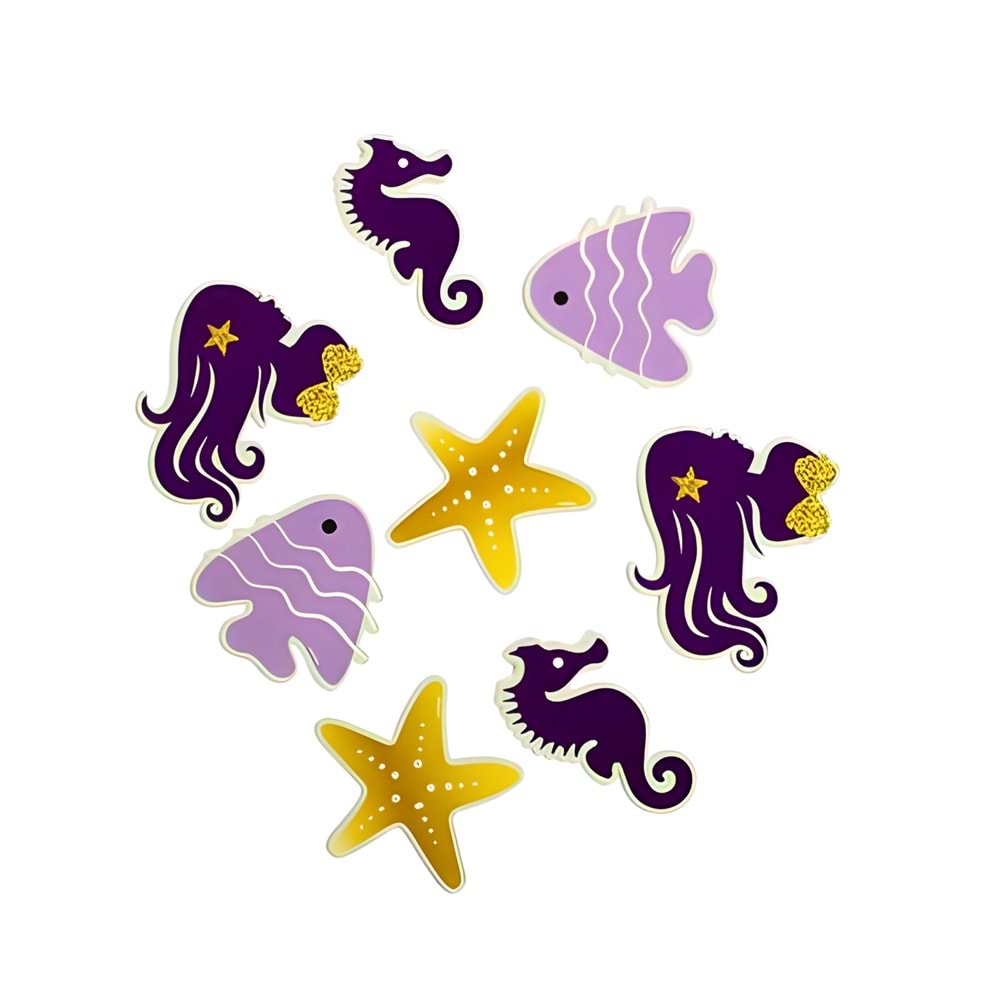 TPD1625 Pırıltılı Deniz Kızı, 8 adet Tema Aksesuar