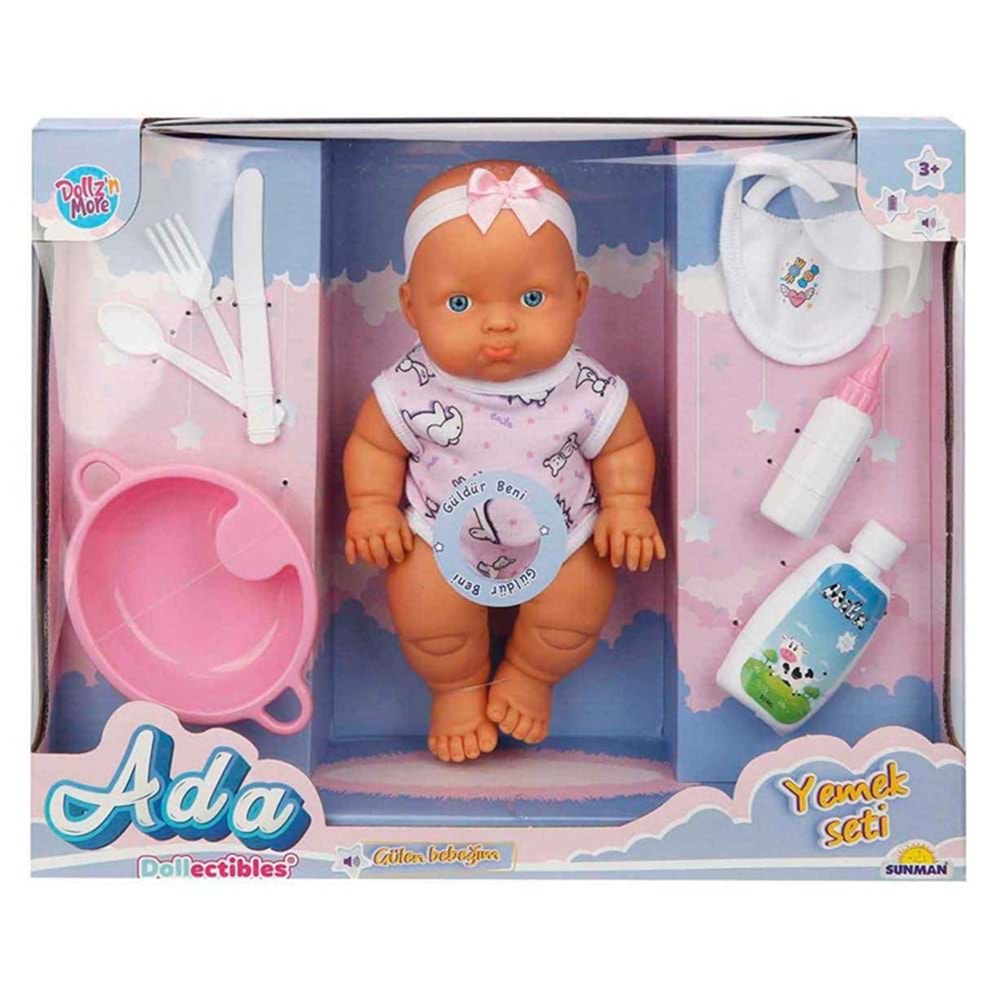 20120 Sun Bebek Set Ada Yemek Seti Saçsız Sesli Oyuncak Bebek