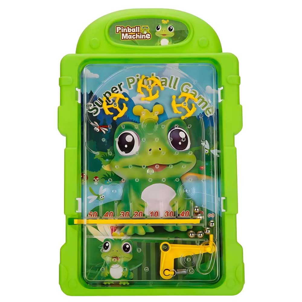 Kurbağa Temalı Mini Pinball Zeka ve Beceri Oyunu - Çocuklar İçin Eğlenceli Arcade