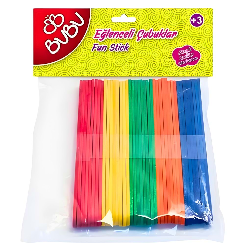 BuBu Eğlenceli Renkli Çubuklar 40’lı – 11.5 cm Ahşap Hobi Çubukları