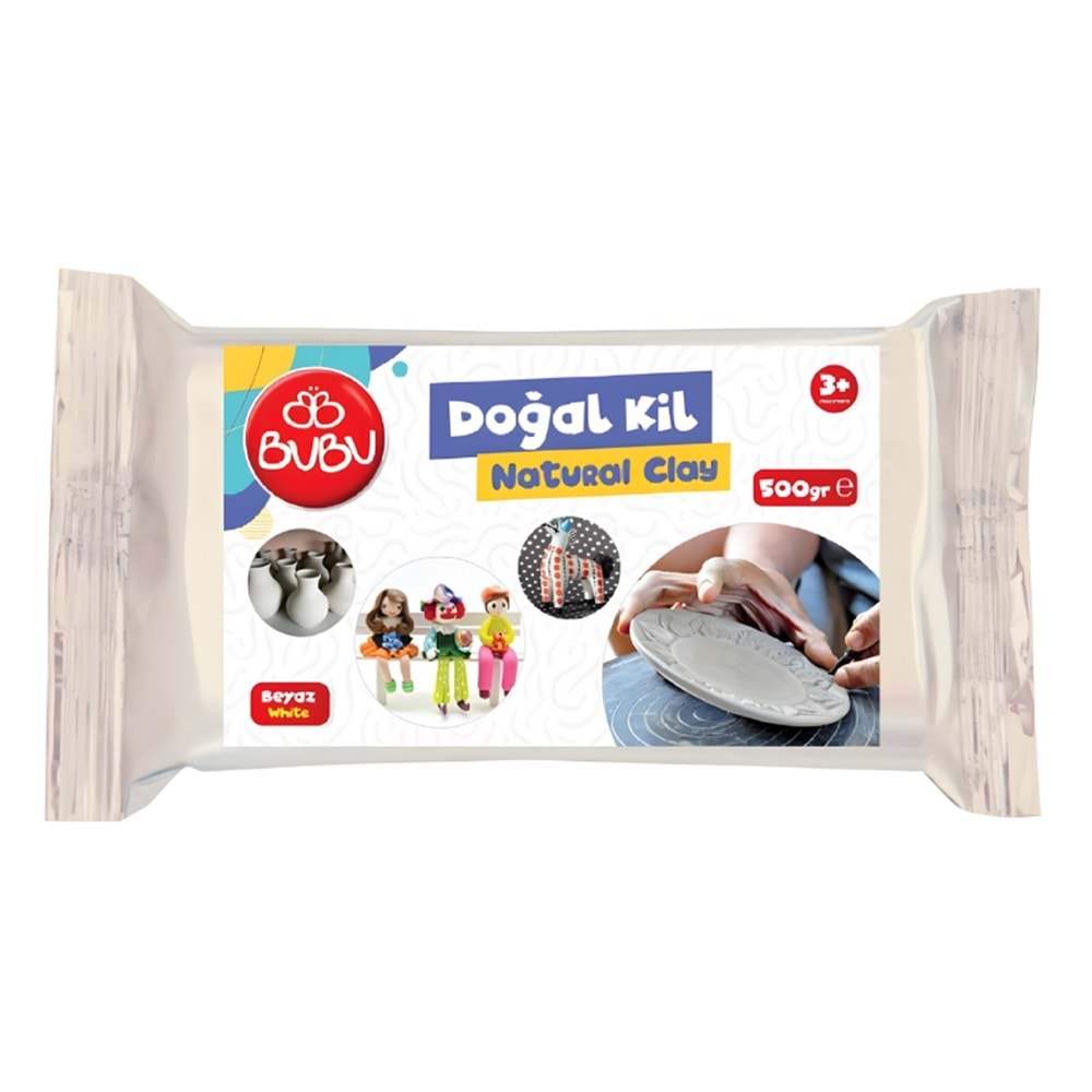 BuBu Doğal Kil Beyaz – 500 gr Modelleme Kili (Tek Paket)