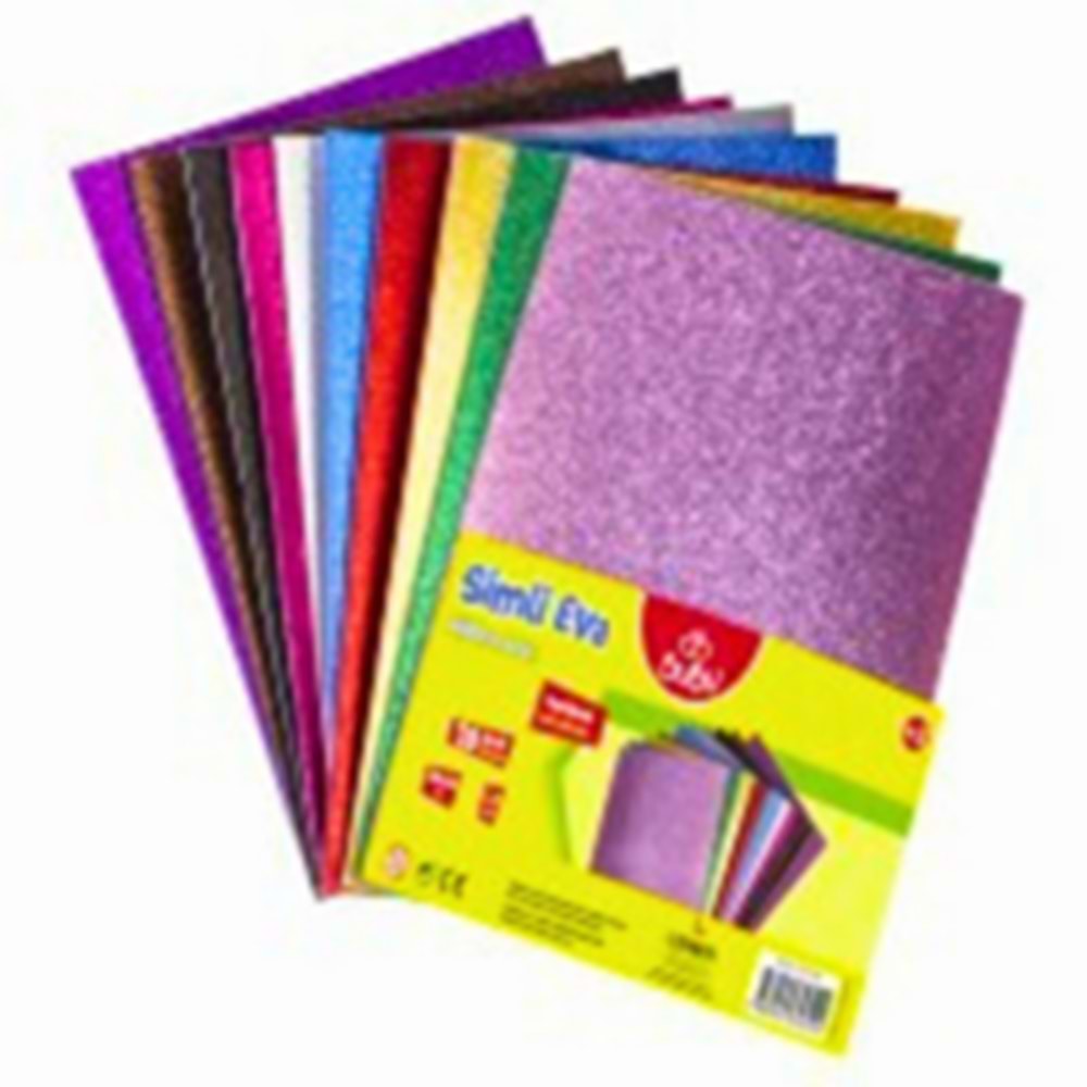 Ceren Bu-Bu 10 Renk Simli Yapışkanlı Eva Kağıdı (20x30 cm)