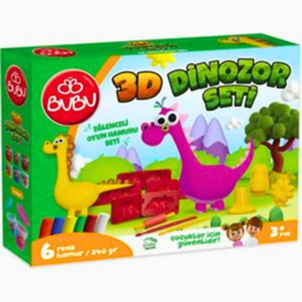 Ceren Bu-Bu 3D Dinozor Oyun Hamuru Seti (6 Renk, 240 gr)
