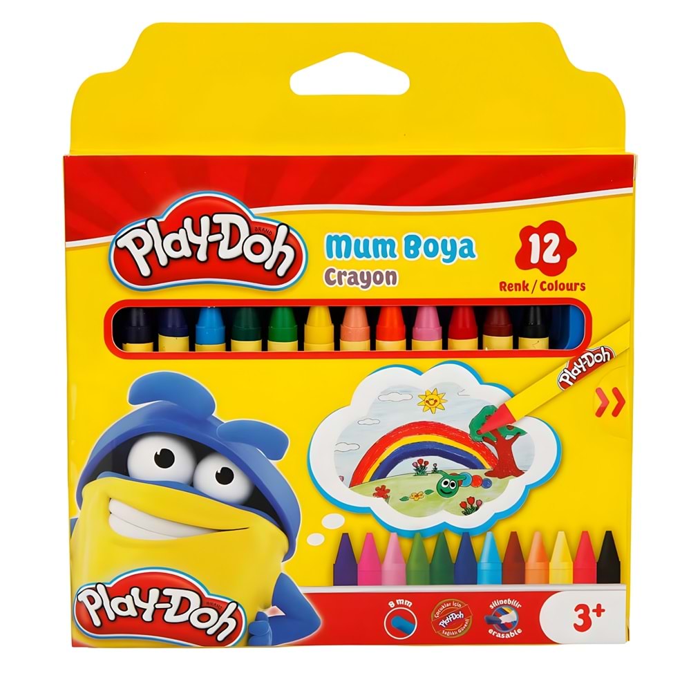 Play-Doh Silinebilir Mum Boya Seti 12 Renk - Canlı ve Temiz