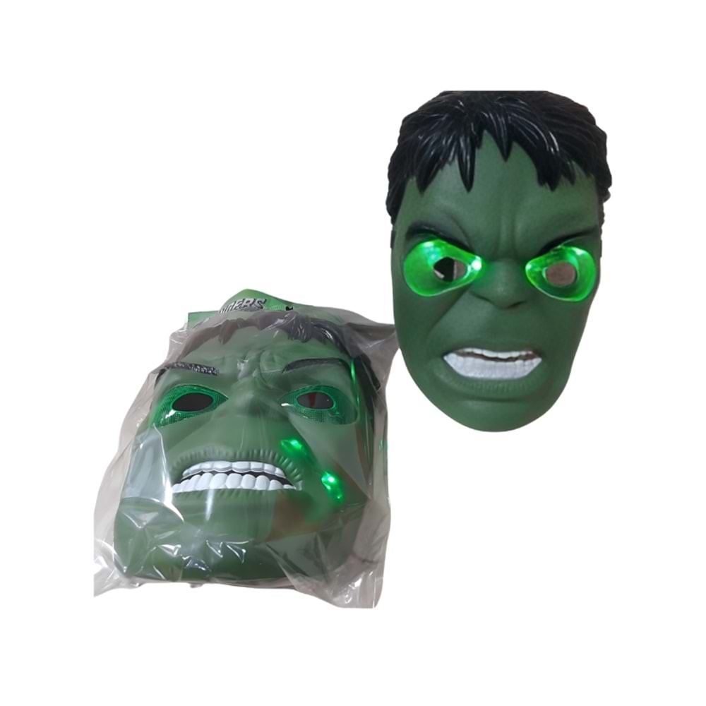 Hulk Işıklı Maske – Çocuk Kostüm Aksesuarı LED Işıklı Süper Kahraman Maske