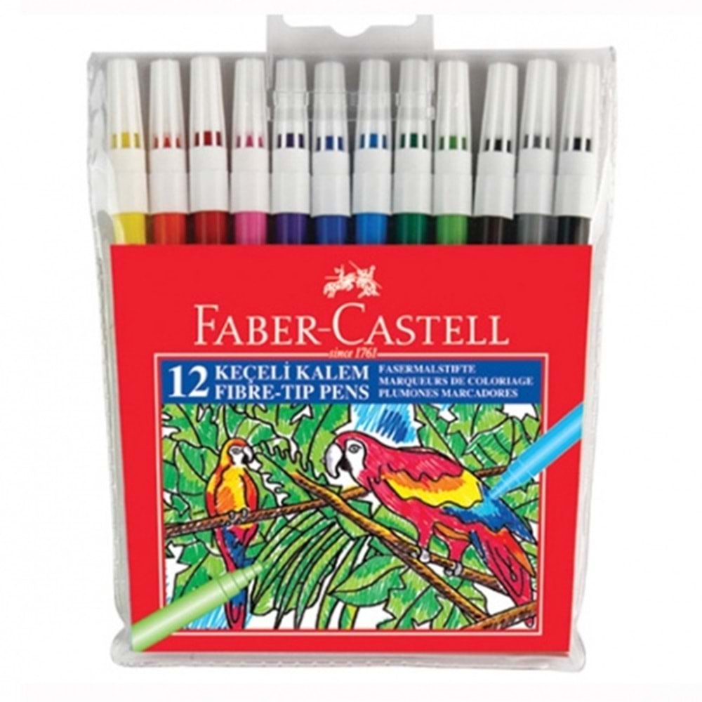 Faber-Castell 12 Renk Yıkanabilir Keçeli Kalem Seti (Fibre-Tip Pens)