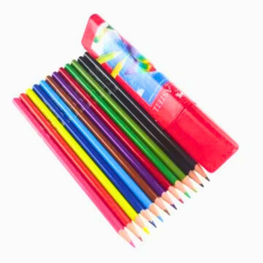 FABER-CASTELL Üçgen Kuru Boya Kalemi 12 Renk | Plastik Tüp Kutulu Ergonomik Set