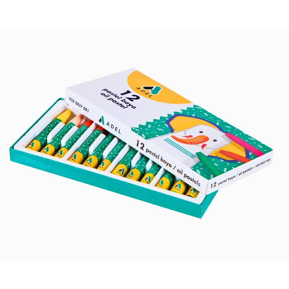 ADEL 12 Renk Pastel Boya Seti - 11.5 mm Canlı Renkler (Oil Pastels)