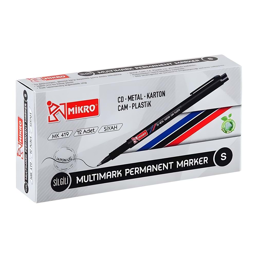 Mikro Asetatlı Kalem Siyah – Multimark Permanent Marker (Tek Adet)