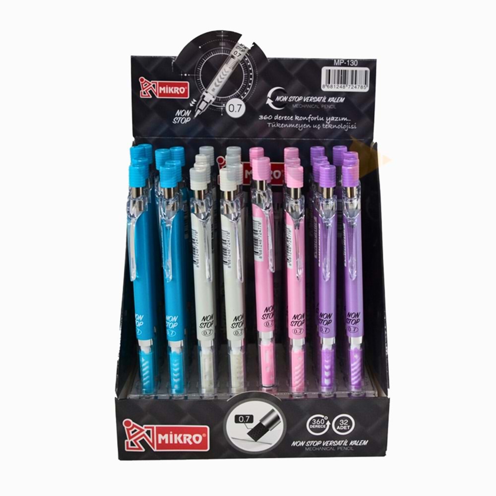 Mikro Non-Stop 0.7 mm Versatil Kalem Standı (32 Adet Karışık Renk)