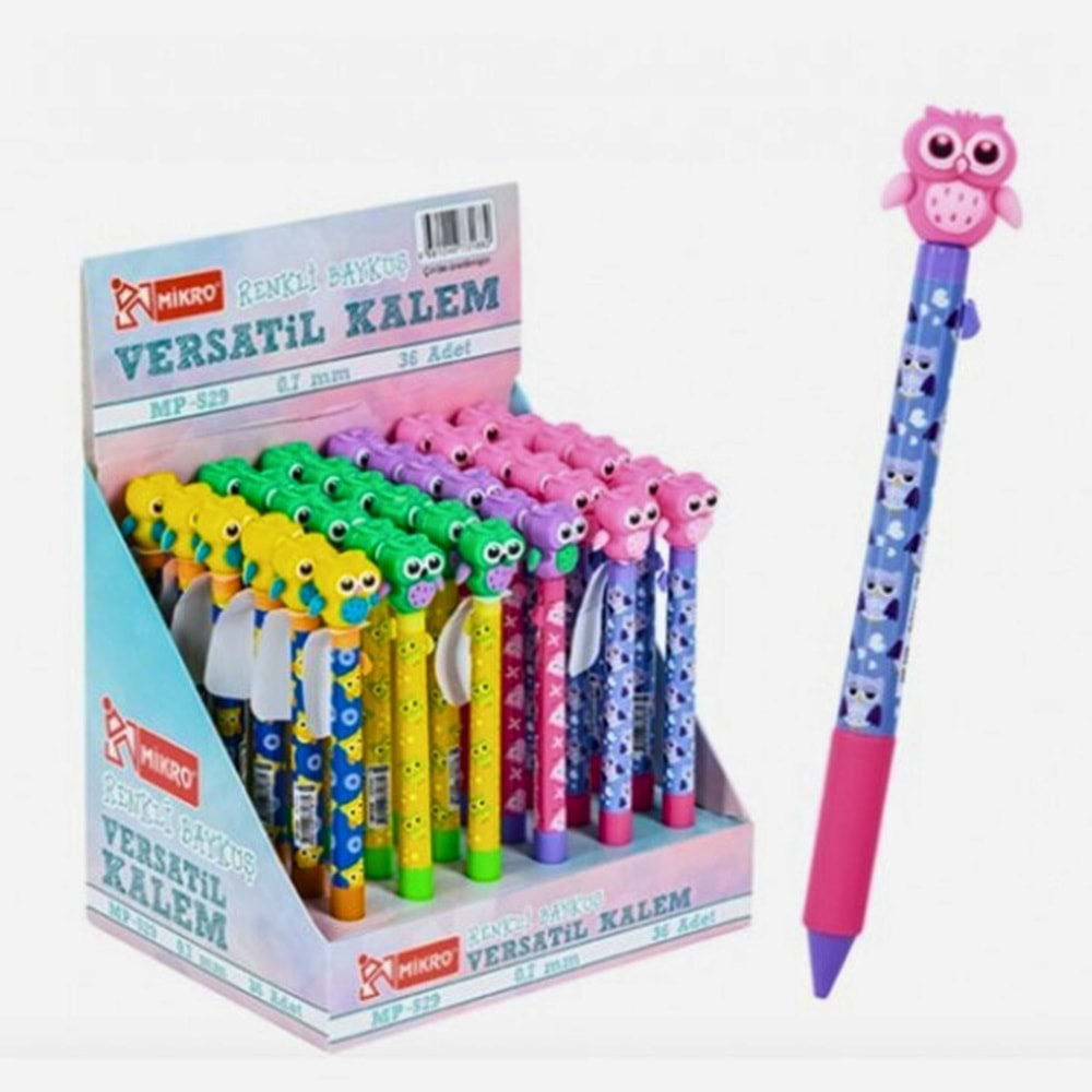 Sevimli Baykuş Figürlü Renkli Versatil Uçlu Kalem 0.7 mm