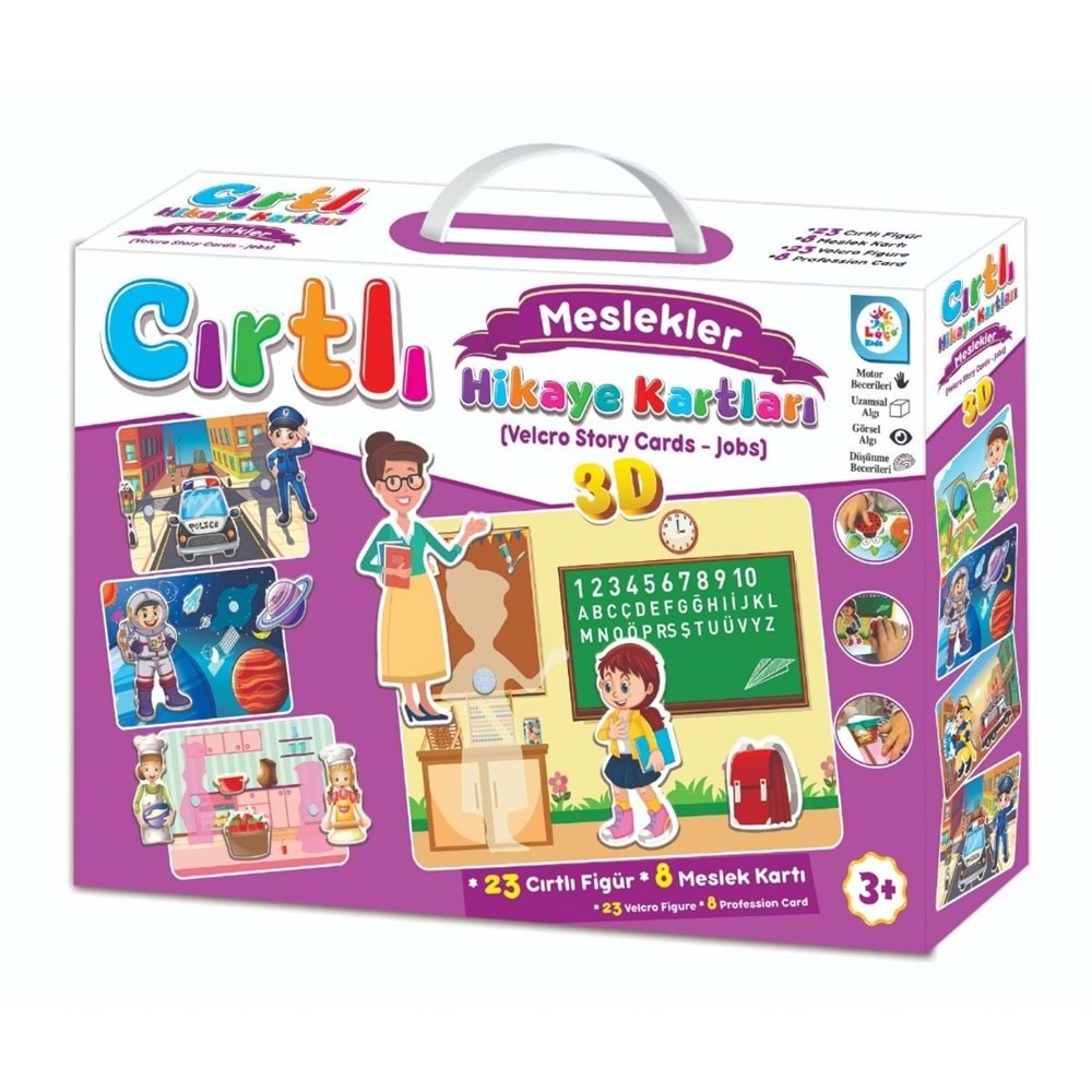 Cırtlı Meslekler Hikaye Kartları Seti - 3D Velcro Eğitici Çocuk Oyunu (29 Parça)