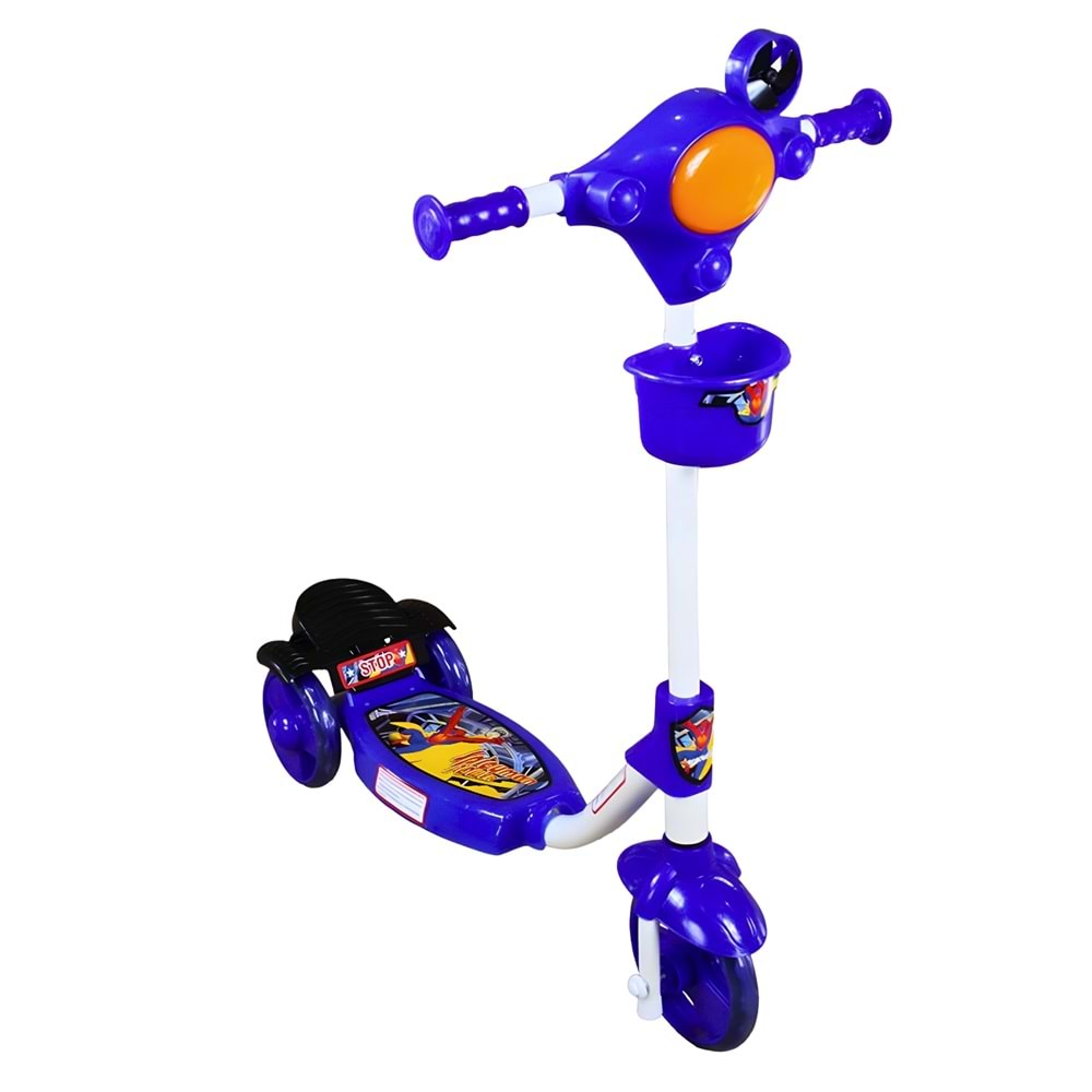 BR501 3 Tekerlekli Çocuk Scooter – Ayarlanabilir Direksiyon – Kırmızı / Pembe / Mavi