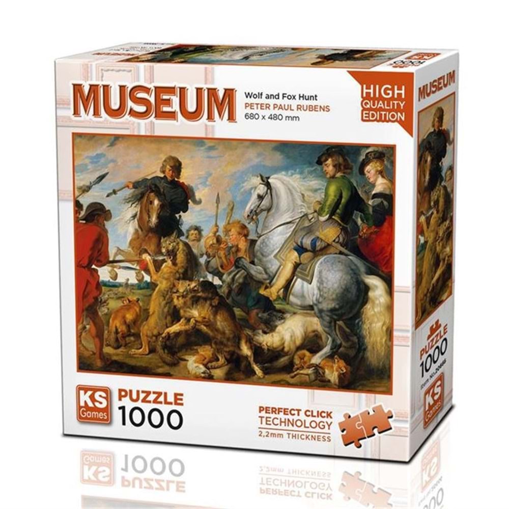 KS Games Museum 1000 Parça Kurt ve Tilki Avı Puzzle - Rubens Tablosu (68x48 cm)