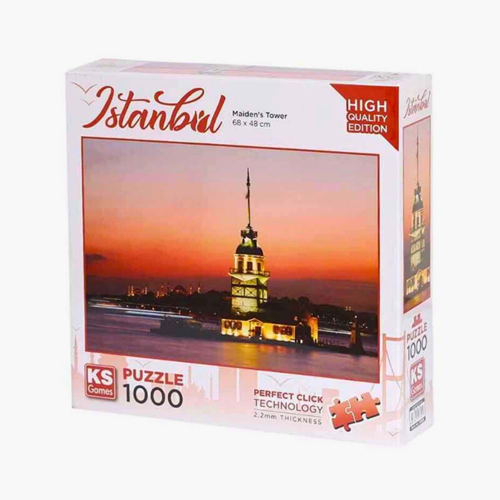 KS Games 1000 Parça Kız Kulesi Gün Batımı Manzaralı Puzzle (68x48 cm)