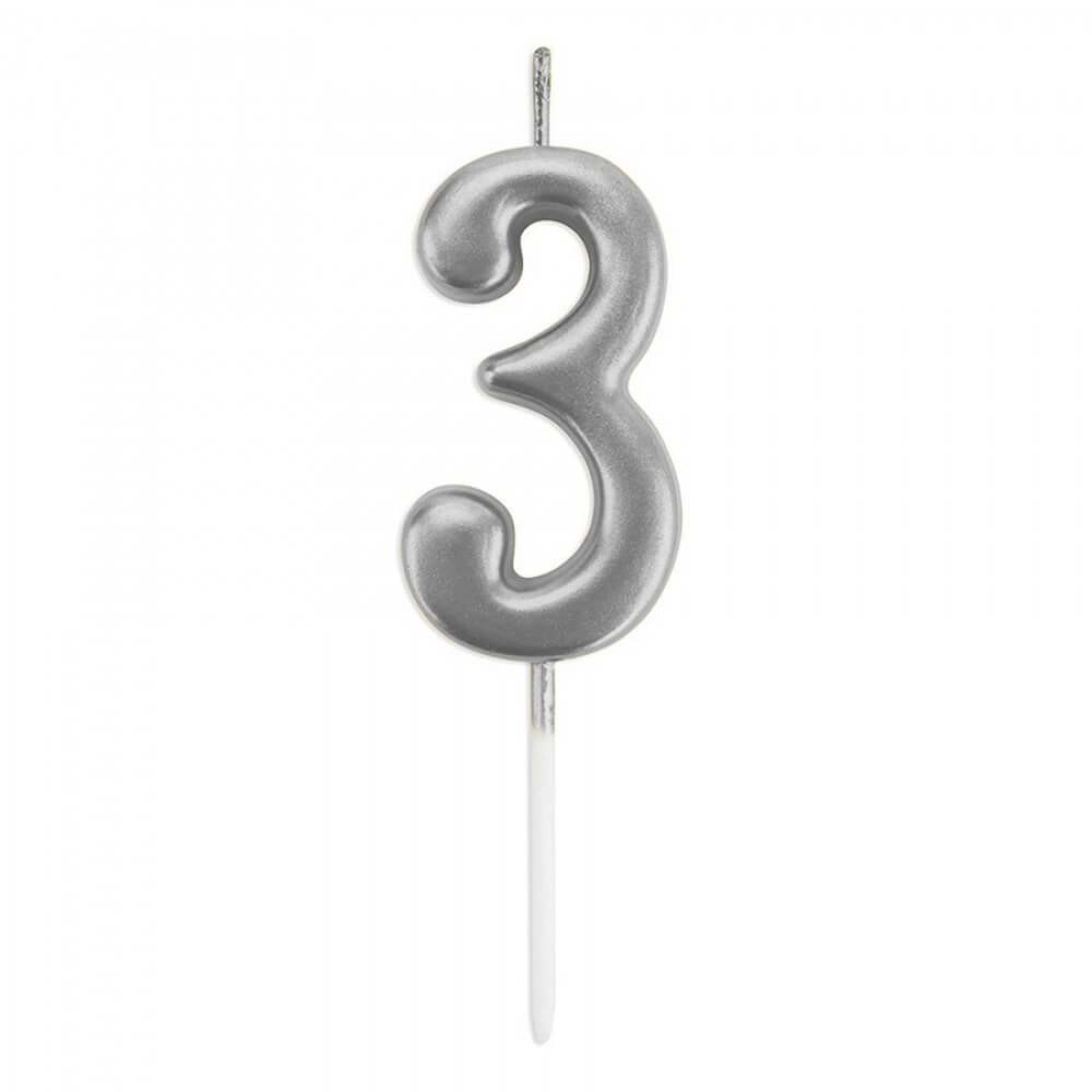 Rakam Mum 7CM Gümüş 3