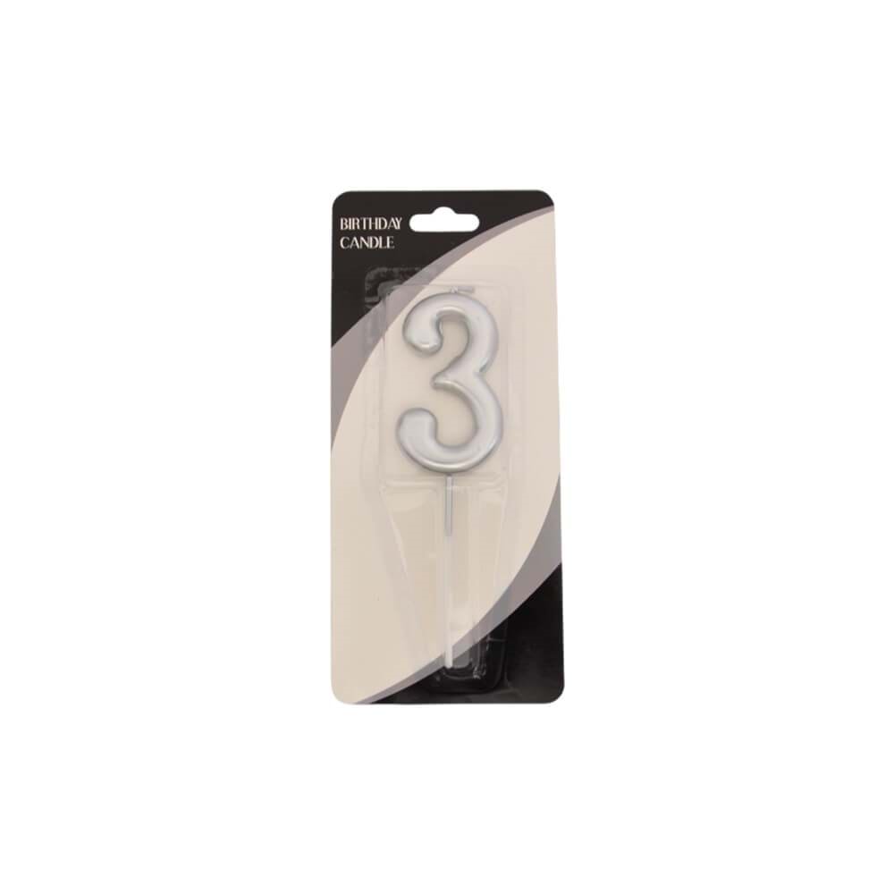 Rakam Mum 7CM Gümüş 3