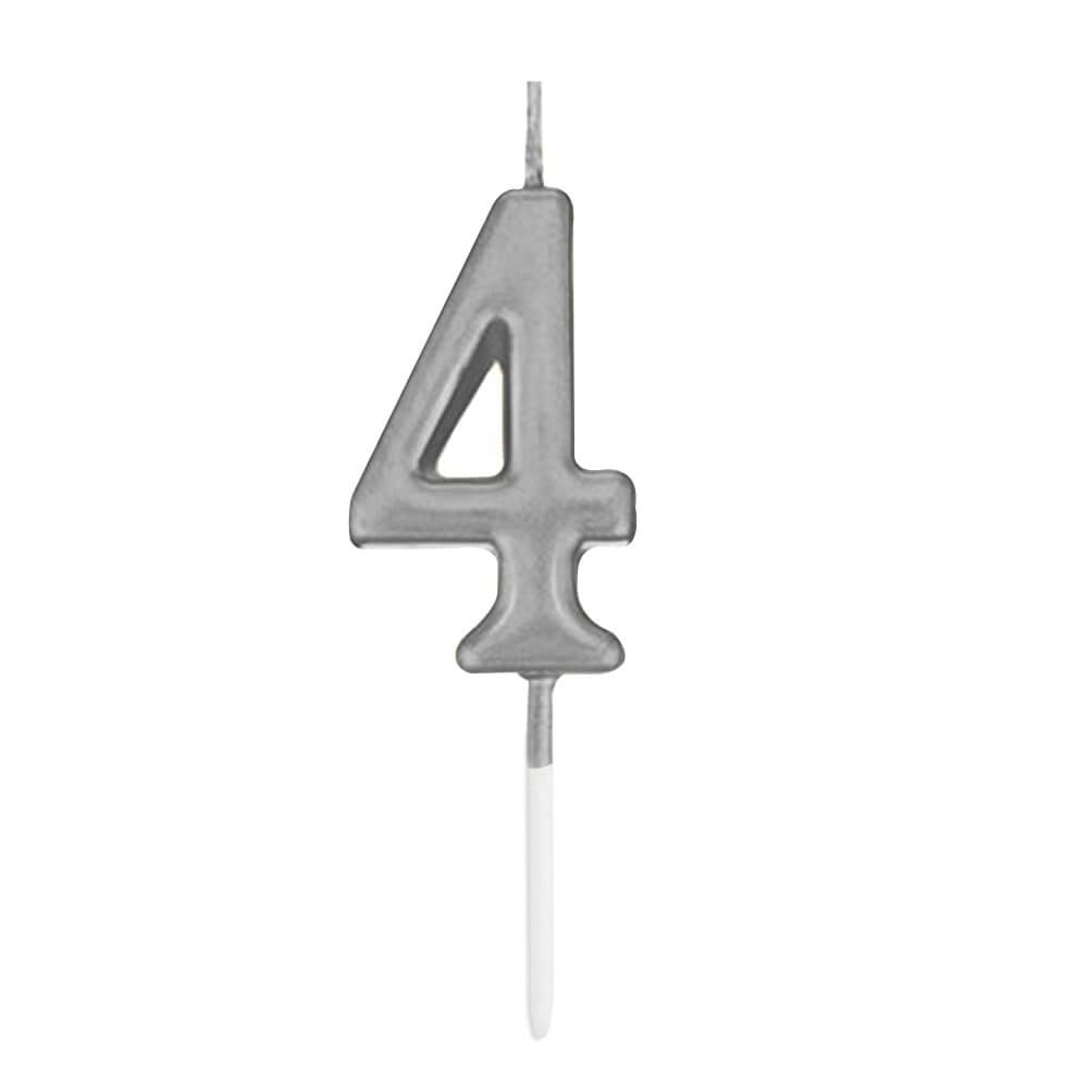 Rakam Mum 7CM Gümüş 4