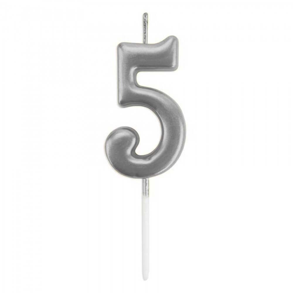 Rakam Mum 7CM Gümüş 5