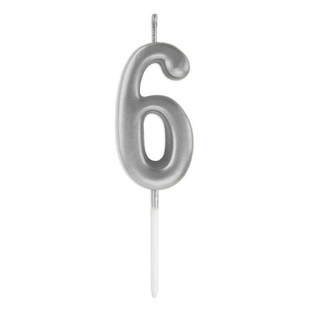 Rakam Mum 7CM Gümüş 6