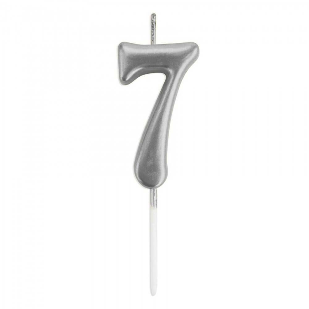 Rakam Mum 7CM Gümüş 7