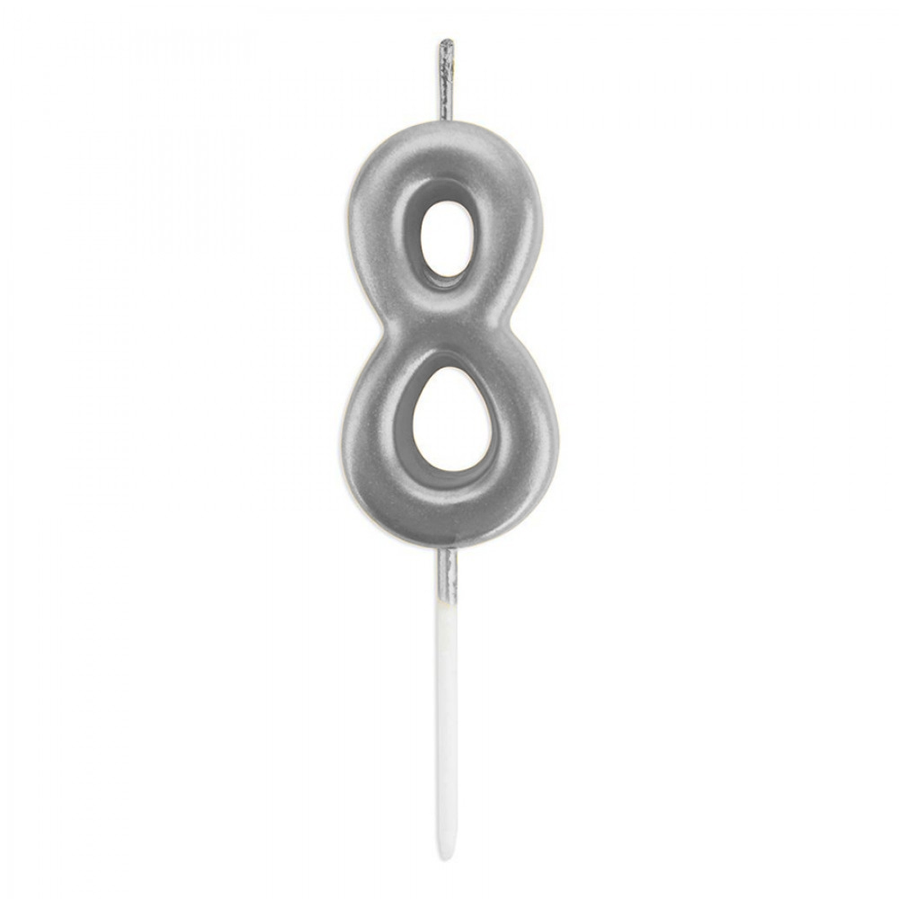 Rakam Mum 7CM Gümüş 8